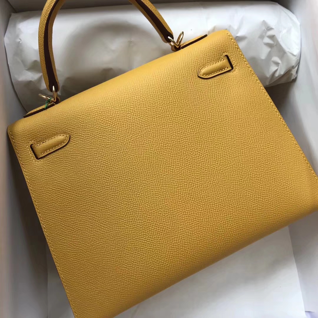 On Sale Hermes Epsom Calf Kelly Bag25CM in 9D Ambre Yellow Gold Hardware