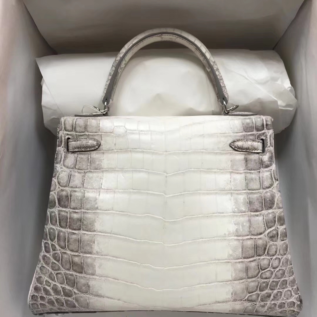 Elegant Hermes Himalaya Crocodile Leather Kelly Bag25CM Silver Hardware