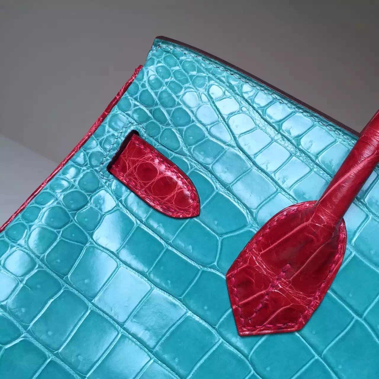 Wholesale Hermes Three Color Blocking Crocodile Leather Birkin30cm Bag