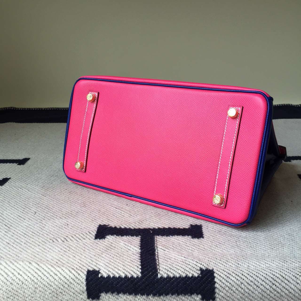 Sale Hermes Birkin Bag E5 Rose Tyrien/7T Blue Electric Epsom Leather