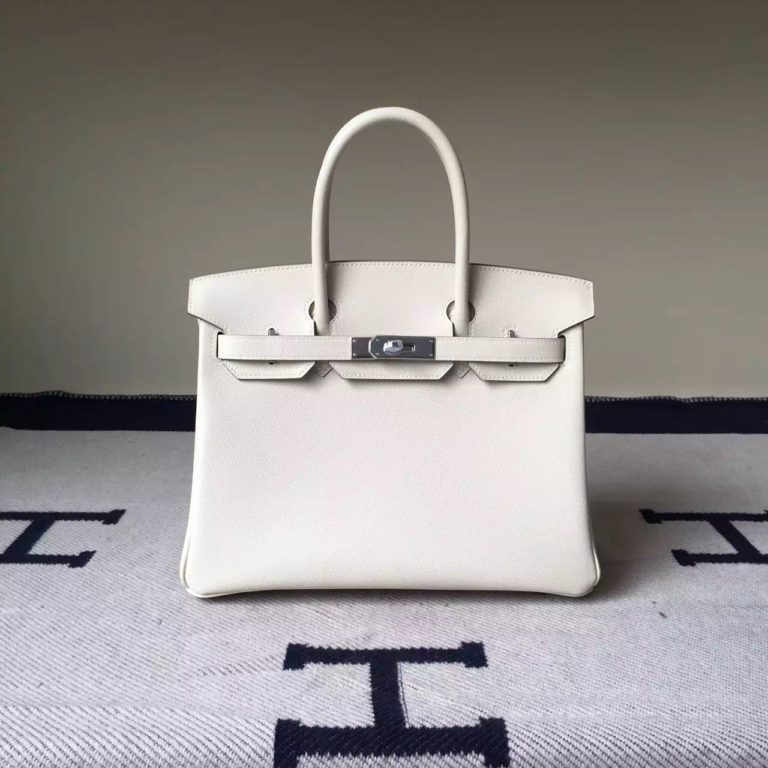 Hermes Epsom Leather Birkin Bag 30cm in Milk White