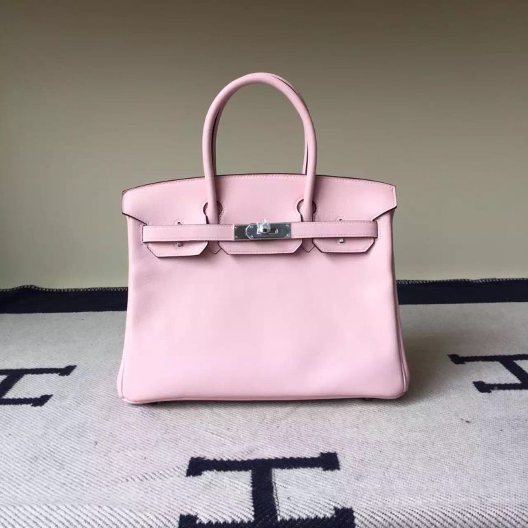 On Hermes Swift Leather Birkin Bag 30cm in 3Q Rose Sakura