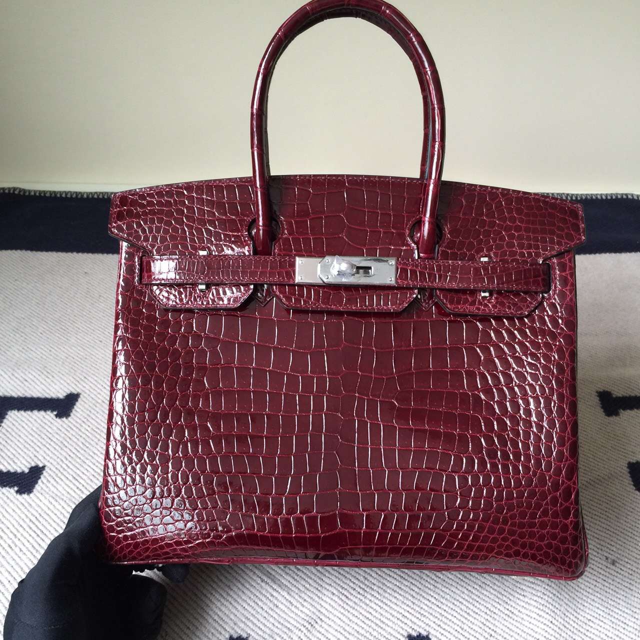 Discount Hermes CK57 Bordeaux Crocodile Leather Birkin30 Bag