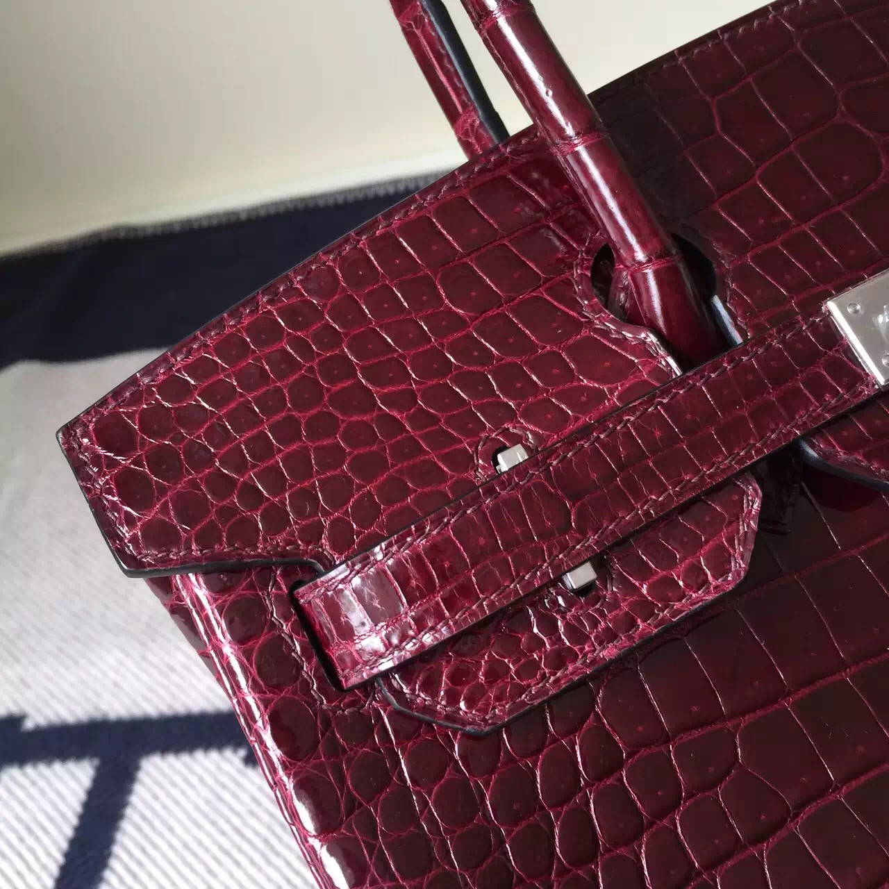 Discount Hermes CK57 Bordeaux Crocodile Leather Birkin30 Bag