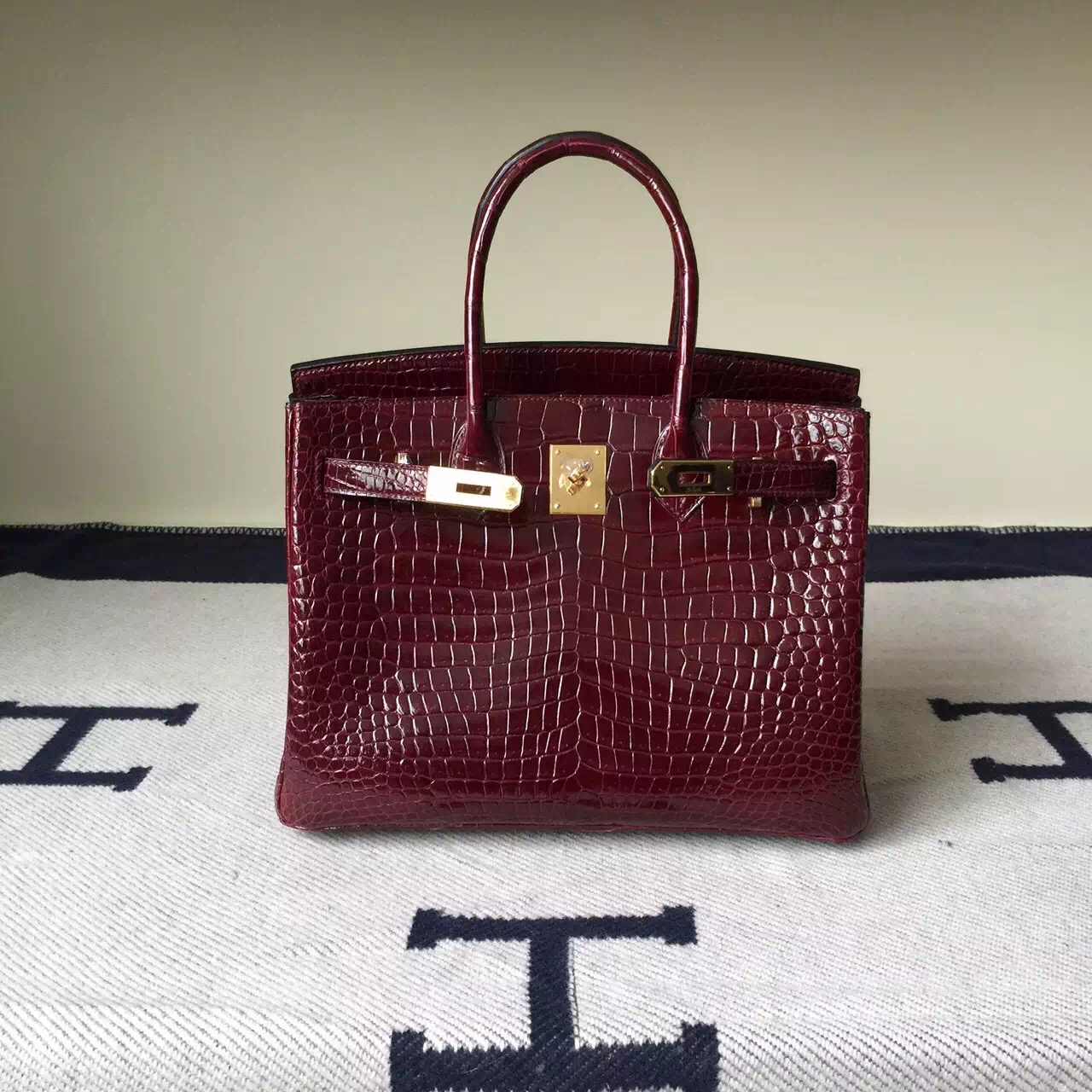 Discount Hermes CK57 Bordeaux Crocodile Leather Birkin30 Bag