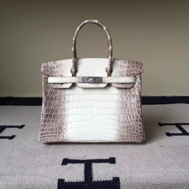 Hermes Crocodile Leather Birkin Bag  30cm in Himalaya White