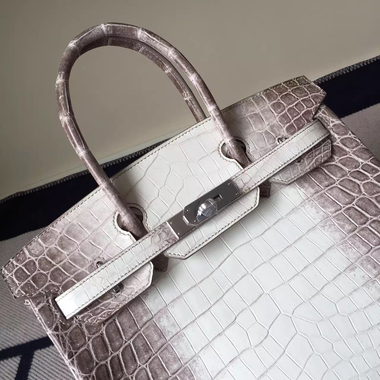 Sale Hermes Crocodile Leather Birkin Bag 30cm in Himalaya White