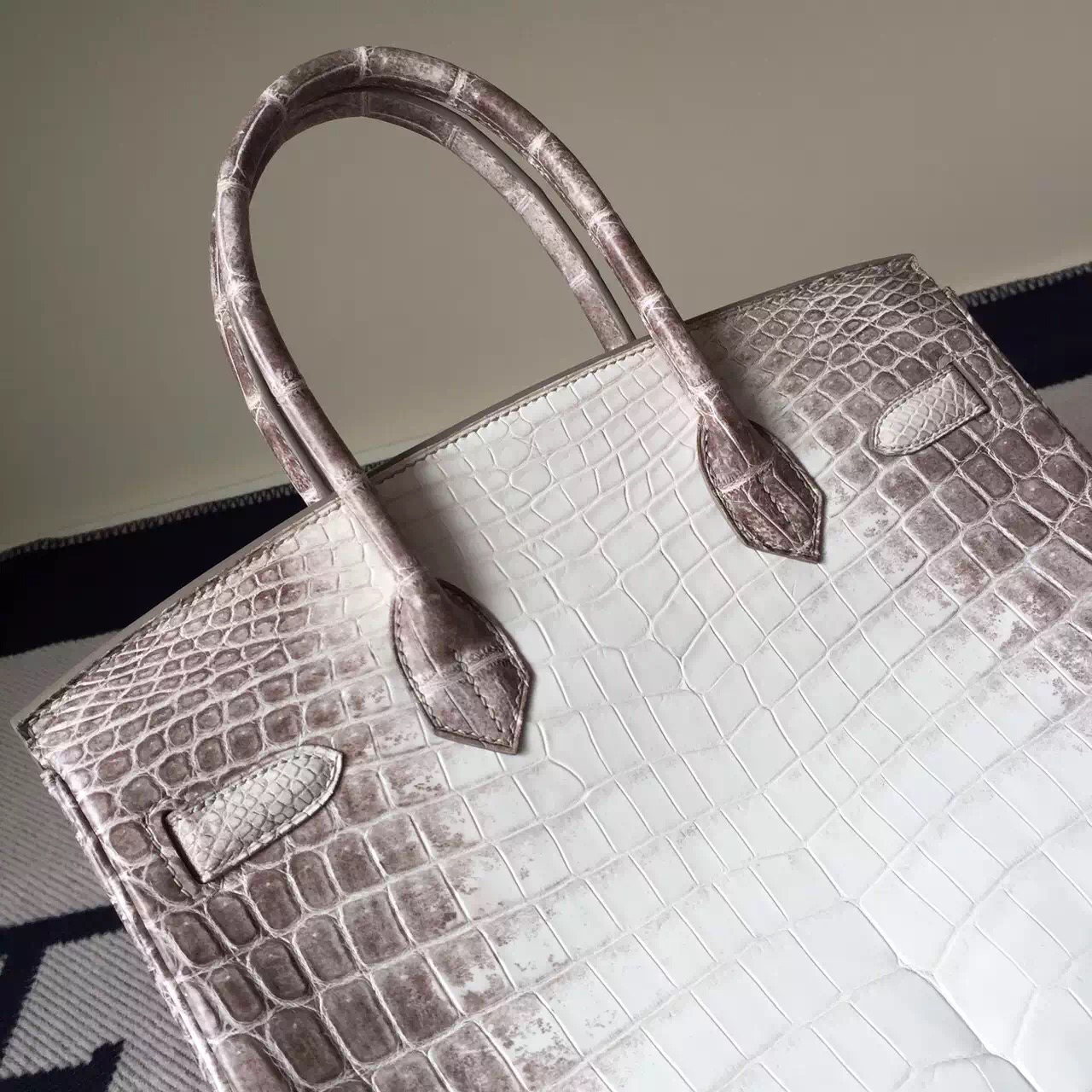 Sale Hermes Crocodile Leather Birkin Bag 30cm in Himalaya White