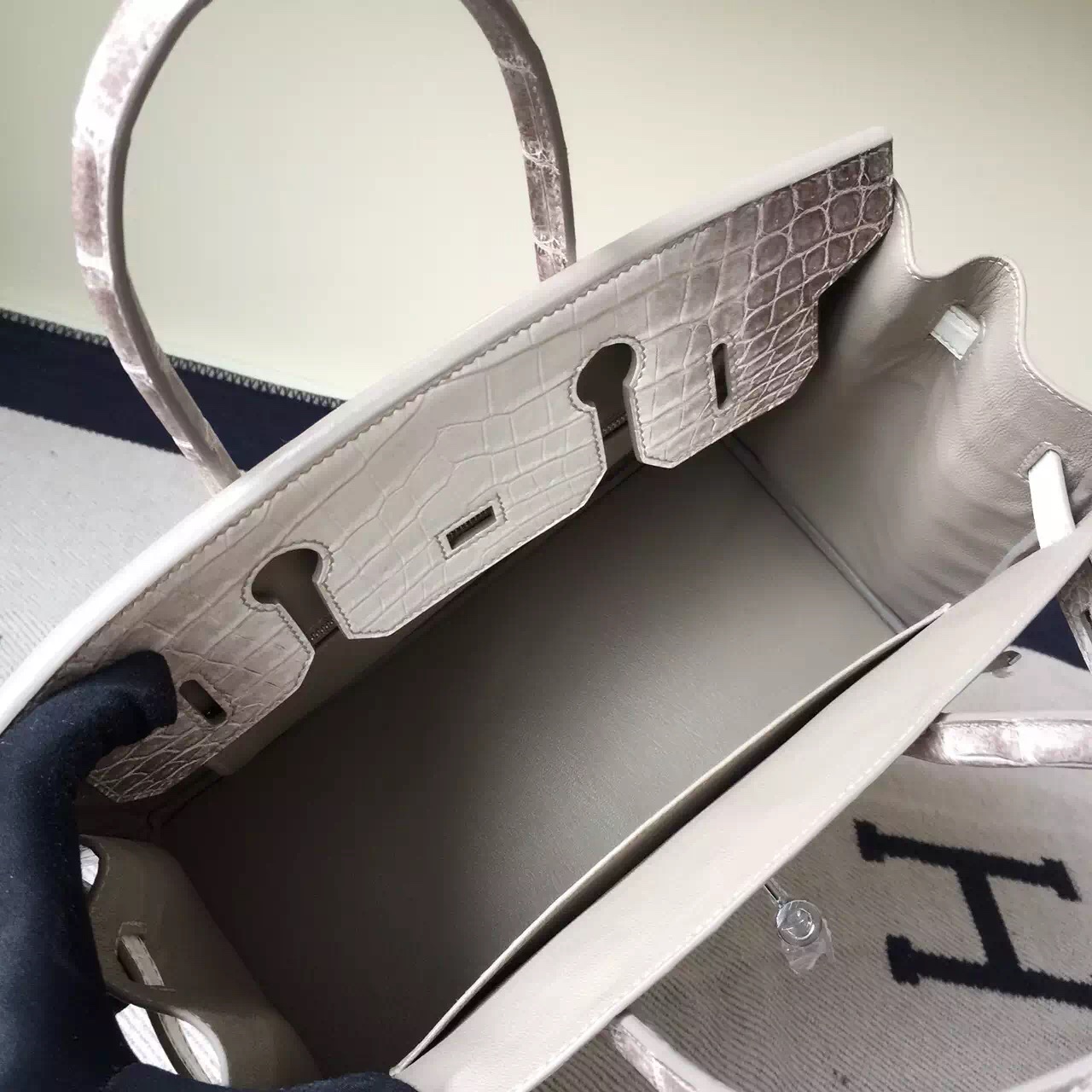 Sale Hermes Crocodile Leather Birkin Bag 30cm in Himalaya White