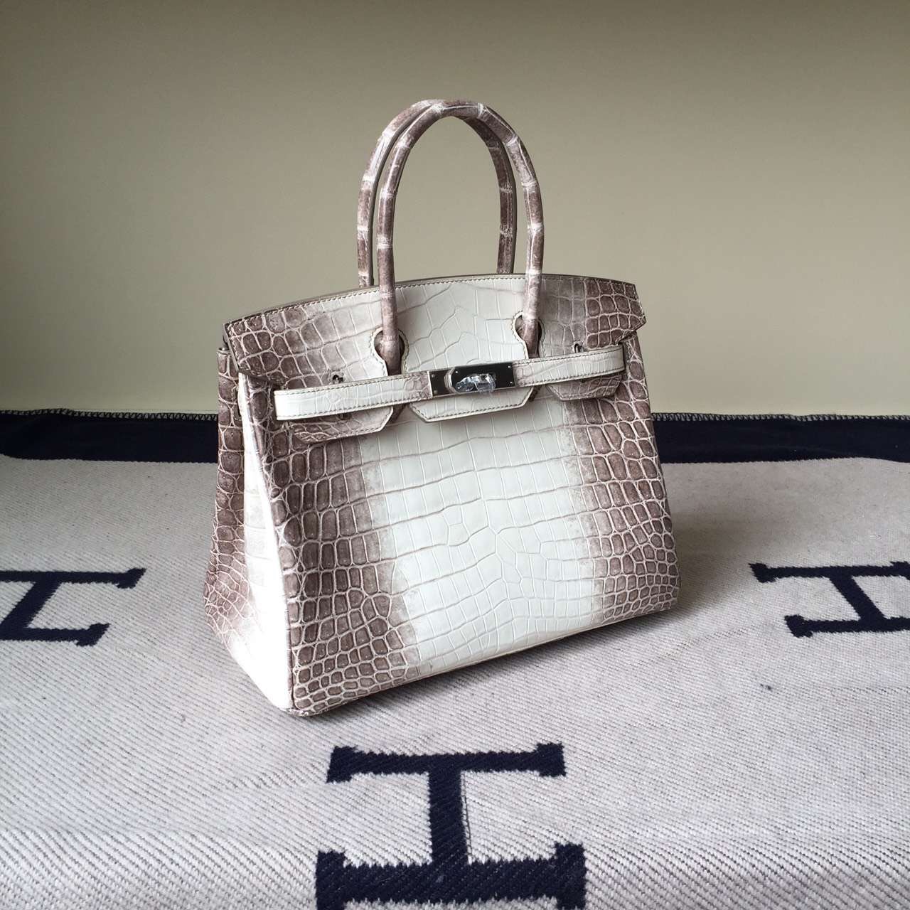 Sale Hermes Crocodile Leather Birkin Bag 30cm in Himalaya White