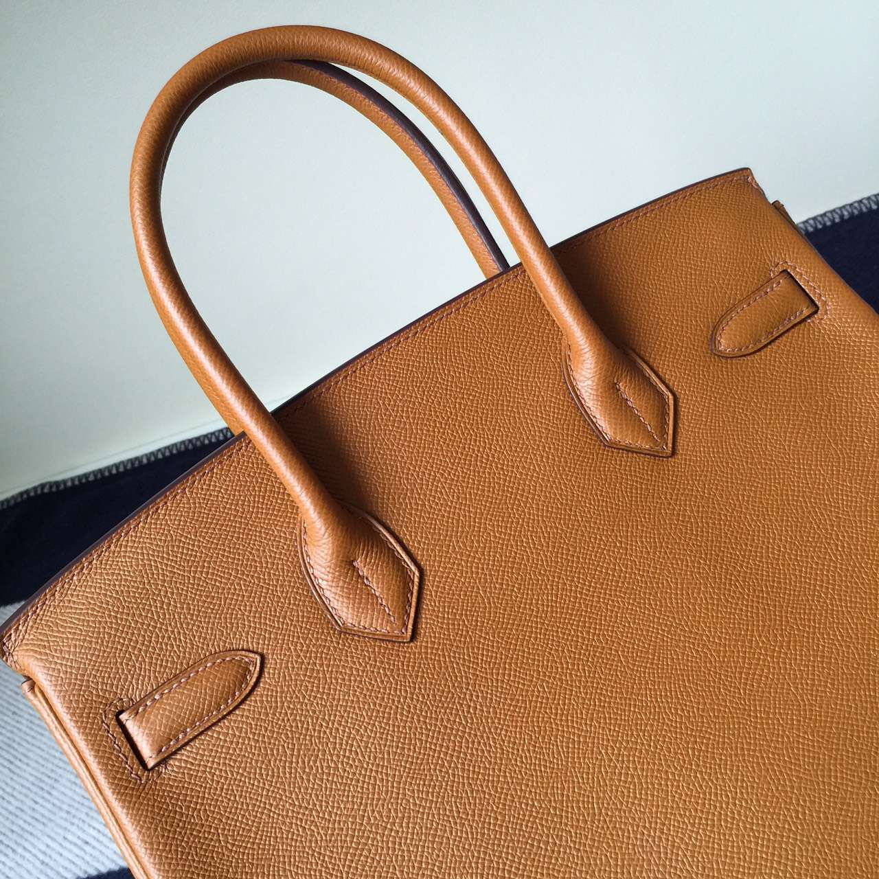 Hand Stitching Hermes Khaki Epsom Leather Birkin Bag 30cm