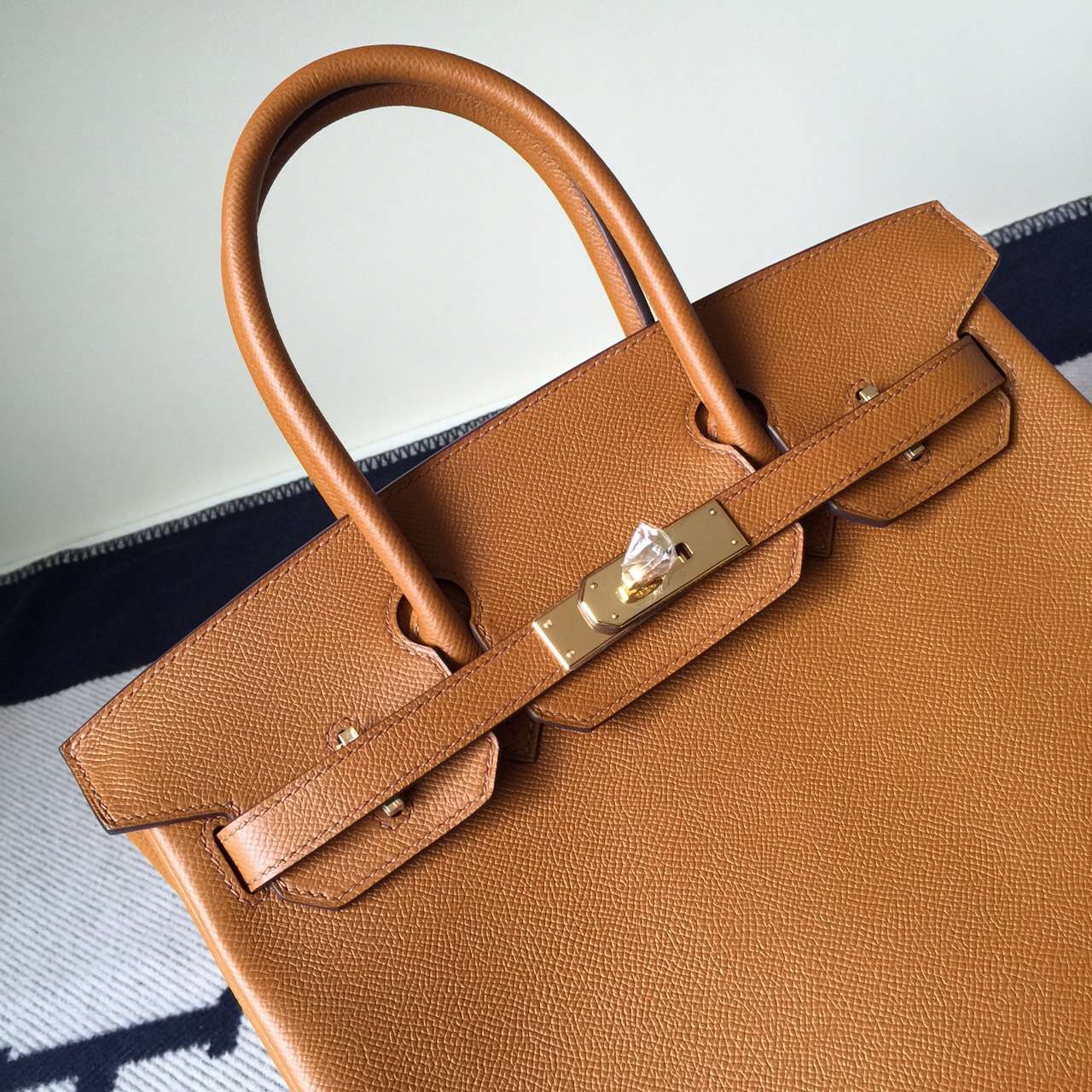 Hand Stitching Hermes Khaki Epsom Leather Birkin Bag 30cm