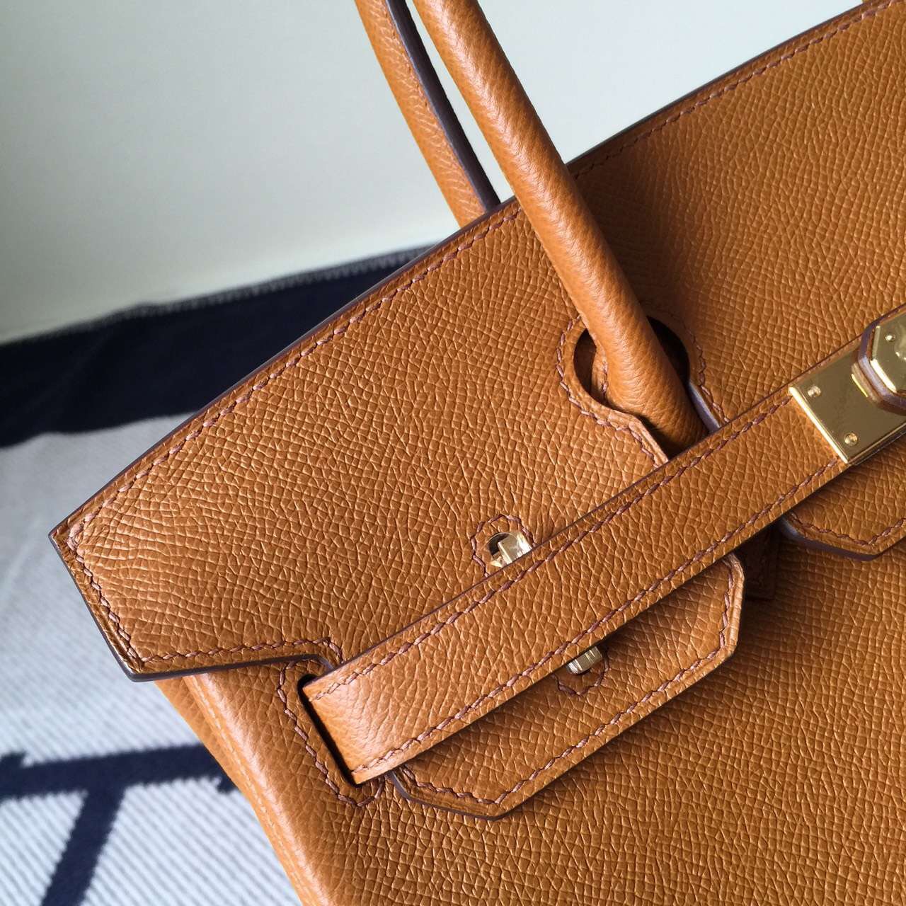 Hand Stitching Hermes Khaki Epsom Leather Birkin Bag 30cm