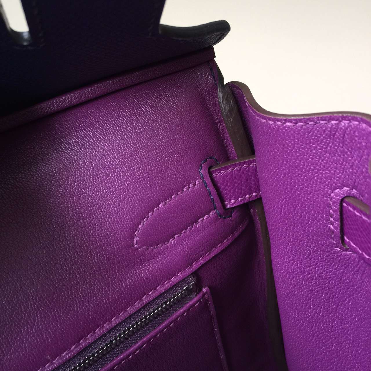 New Pretty Hermes 7K Dark Blue/P9 Anemone Purple Epsom Leather Birkin30cm