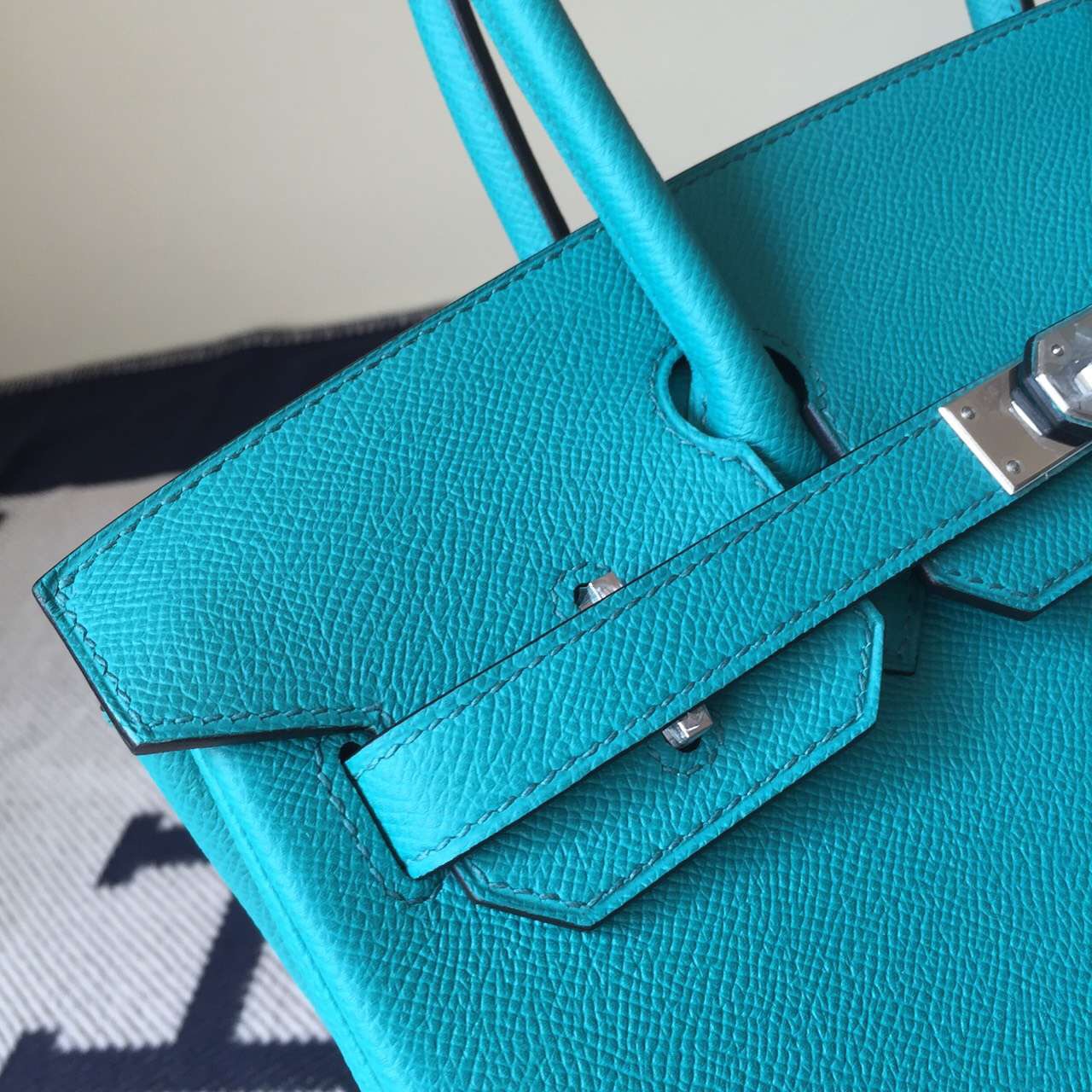 Discount Hermes Epsom Leather Birkin Bag 30cm in Peacock Blue