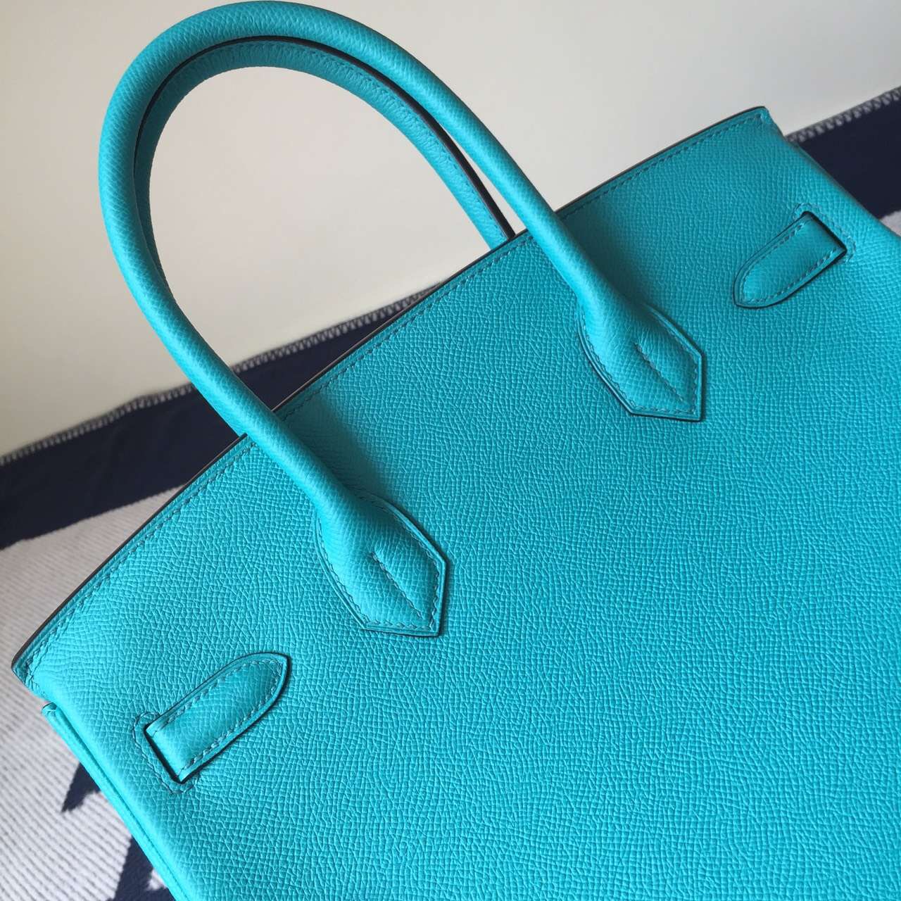 Discount Hermes Epsom Leather Birkin Bag 30cm in Peacock Blue