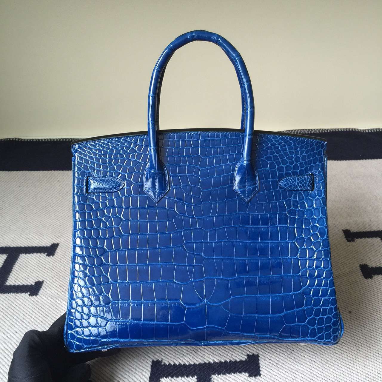 Discount Hermes Crocodile Shiny Leather Birkin30cm in 7Q Mykonos