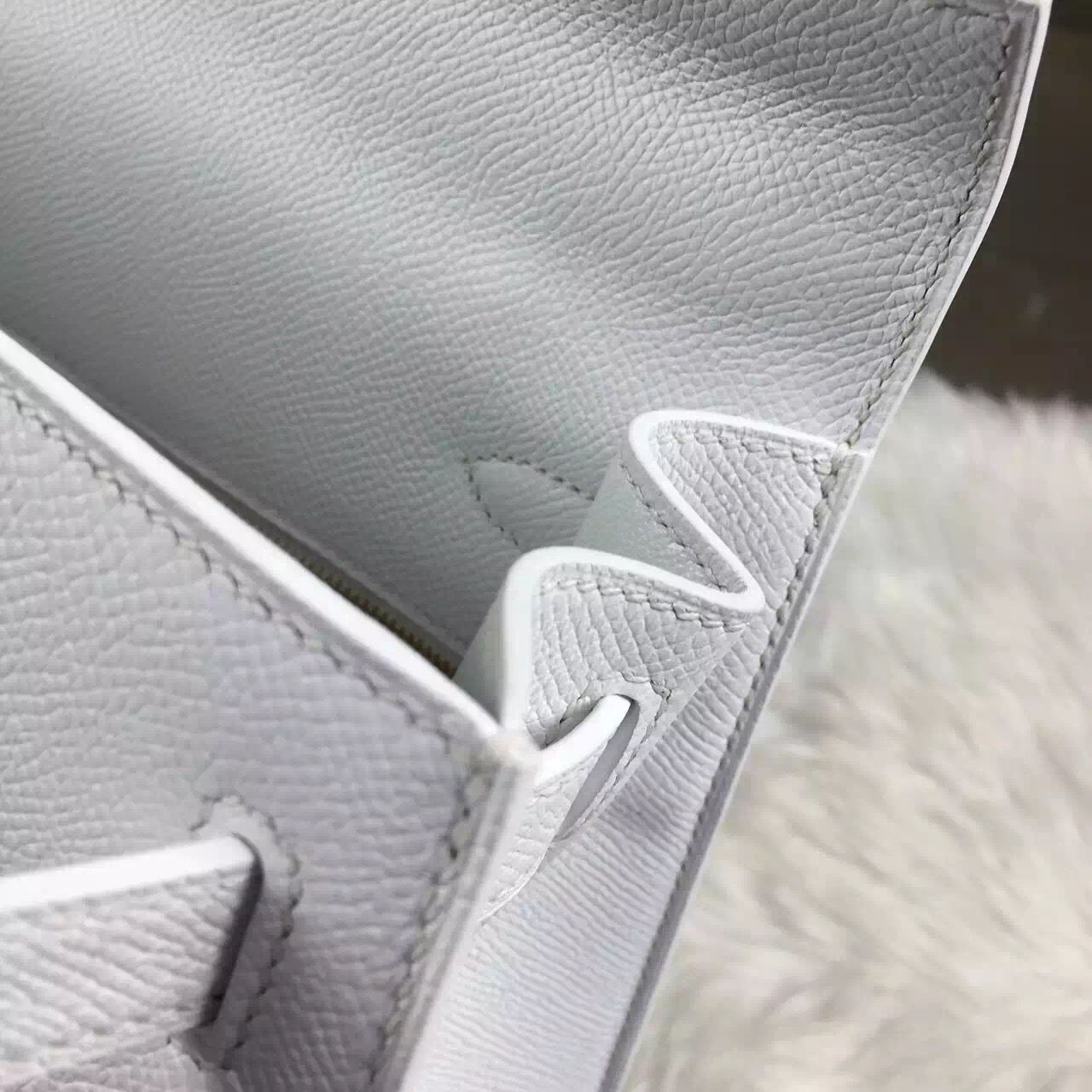 High Quality Hermes Kelly Bag28CM Pure White Epsom Calfskin Leather Women’s Tote Bag