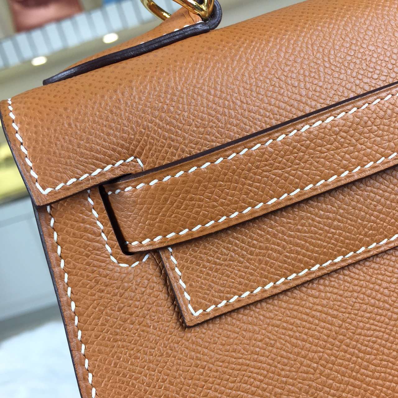 Hand Stitching Hermes Kelly28CM CK37 Brown Original Epsom Calfskin Leather