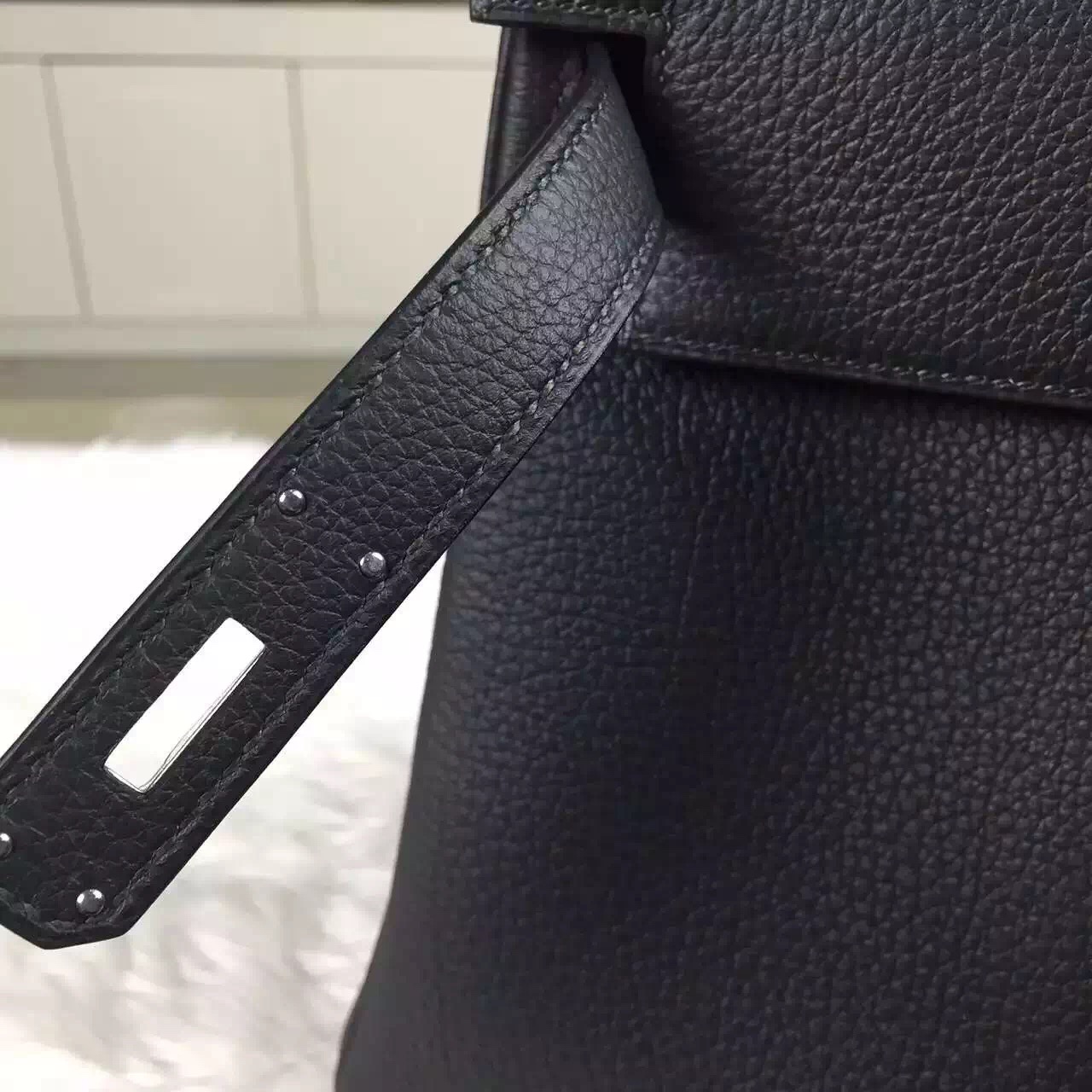 Discount Hermes Togo Leather Kelly28 in Graphite Grey Silver Hardware