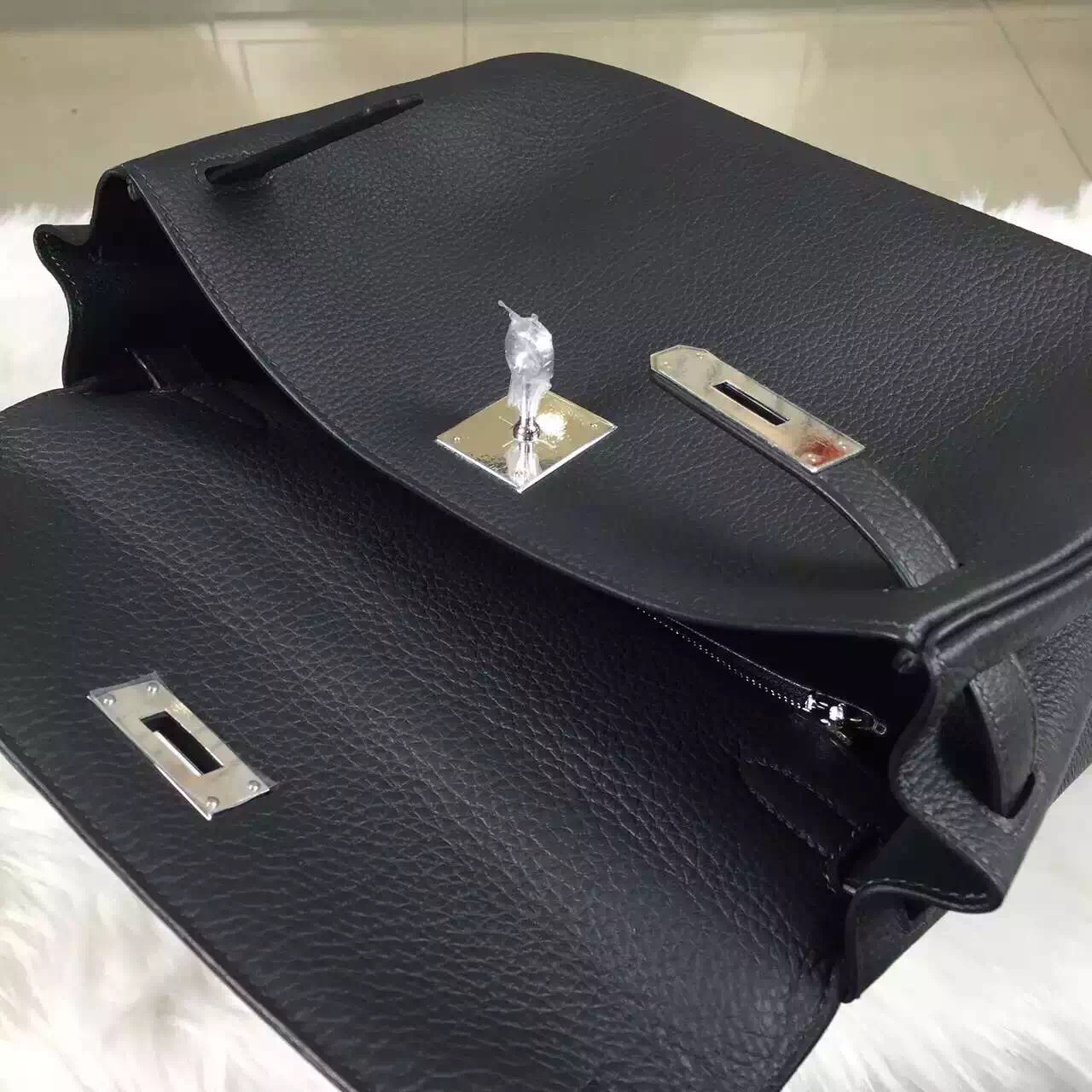 Discount Hermes Togo Leather Kelly28 in Graphite Grey Silver Hardware