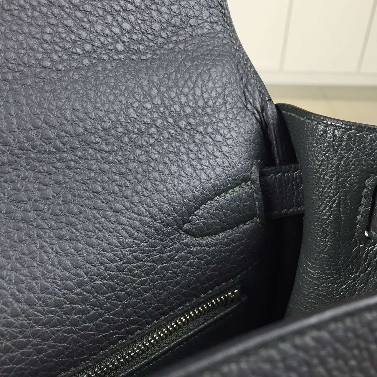 Discount Hermes Togo Leather Kelly28 in Graphite Grey Silver Hardware