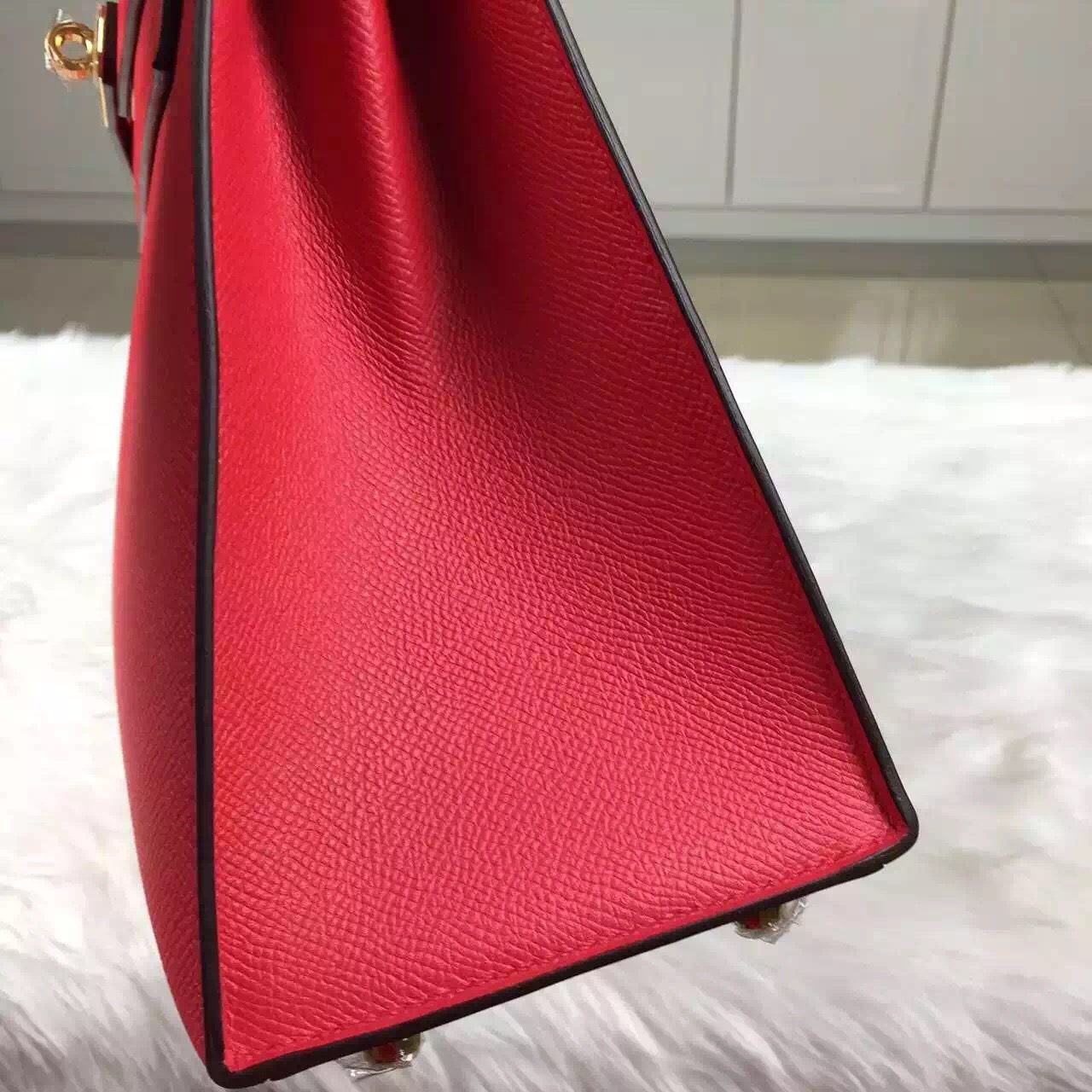 Hot Hermes Kelly Bag28CM 8V Orange Poppy Epsom Leather Gold Hardware