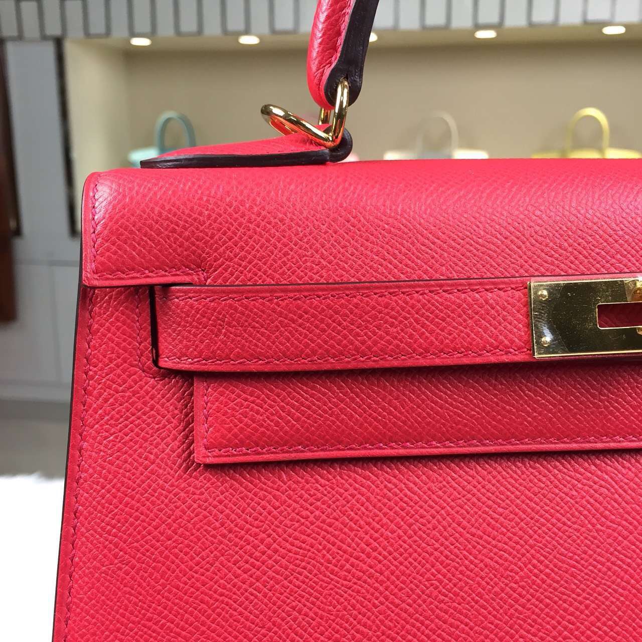 Hot Hermes Kelly Bag28CM 8V Orange Poppy Epsom Leather Gold Hardware