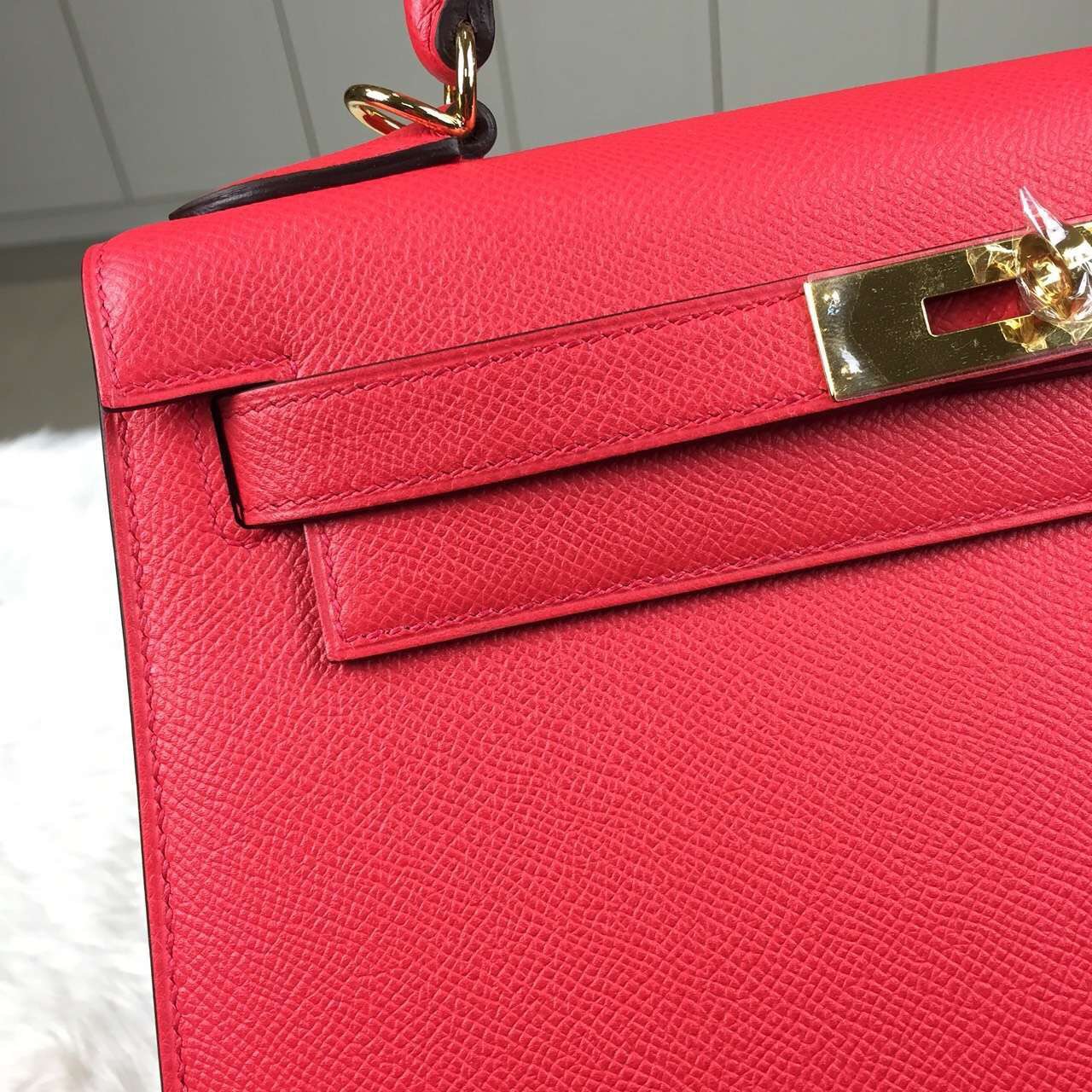 Hot Hermes Kelly Bag28CM 8V Orange Poppy Epsom Leather Gold Hardware