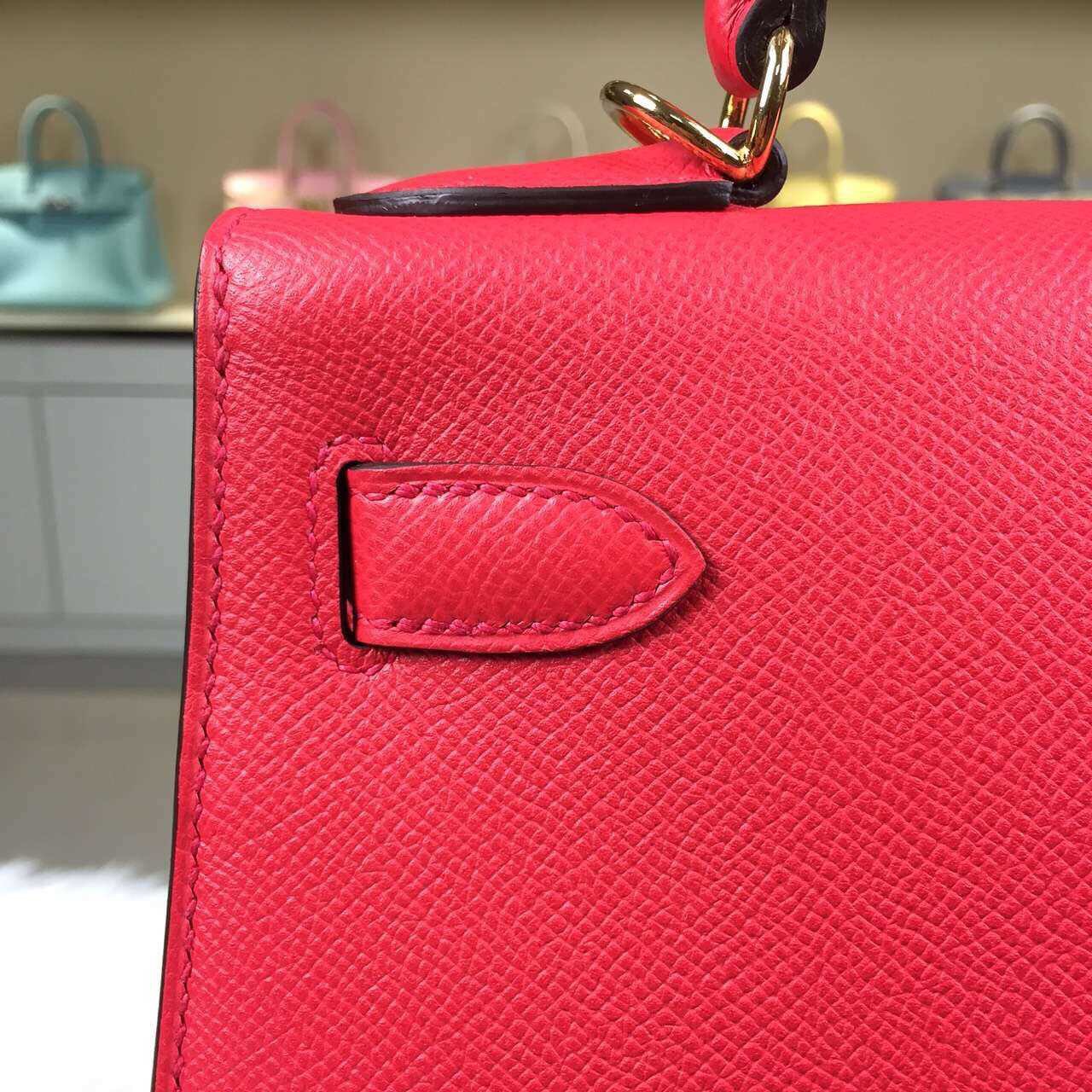 Hot Hermes Kelly Bag28CM 8V Orange Poppy Epsom Leather Gold Hardware