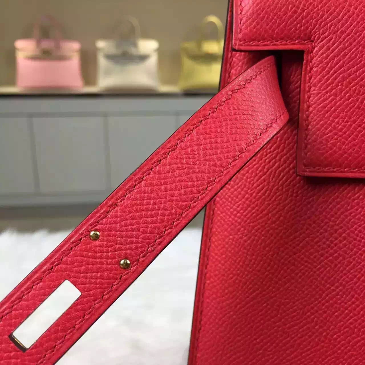 Hot Hermes Kelly Bag28CM 8V Orange Poppy Epsom Leather Gold Hardware