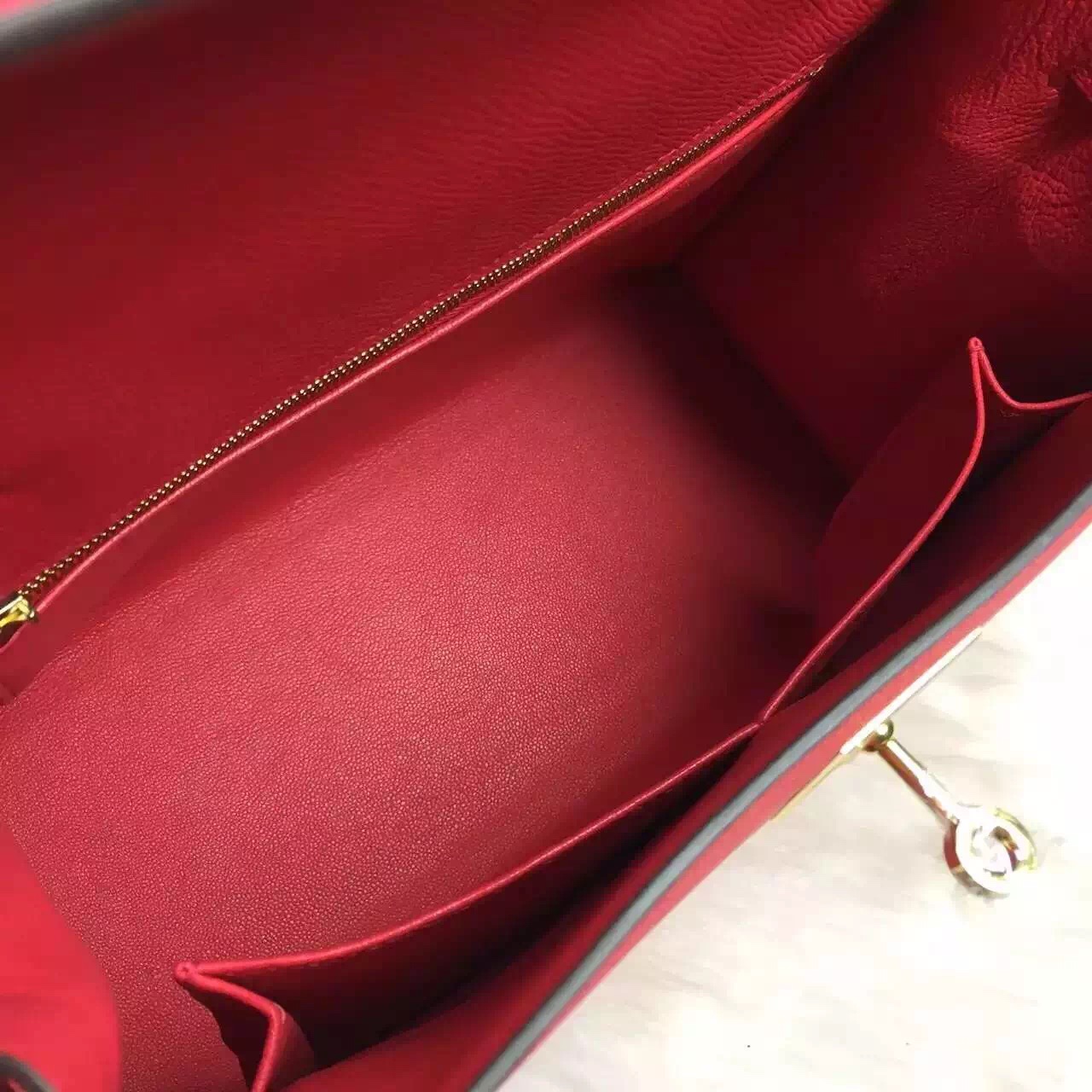 Hot Hermes Kelly Bag28CM 8V Orange Poppy Epsom Leather Gold Hardware