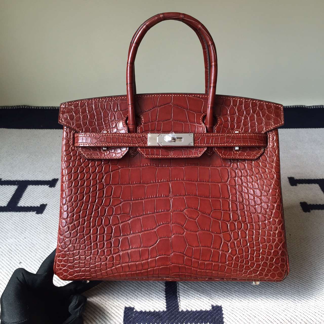 Discount Hermes American Crocodile matt Birkin 30cm Bag Light Coffee
