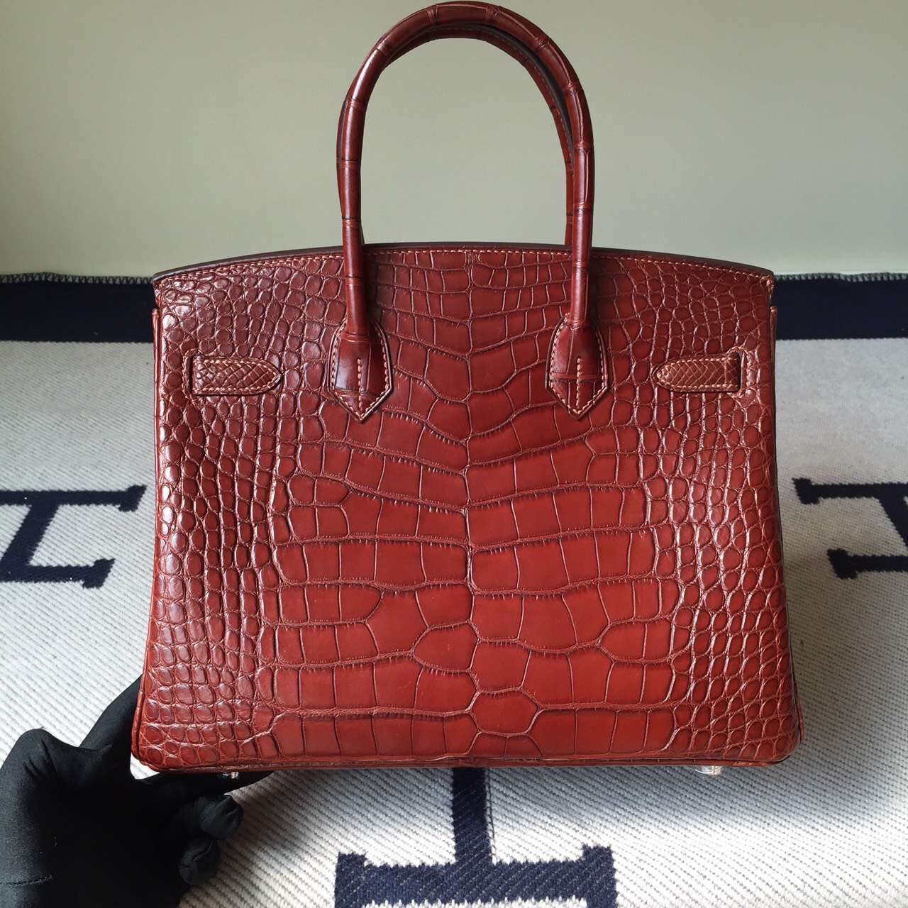 Discount Hermes American Crocodile matt Birkin 30cm Bag Light Coffee