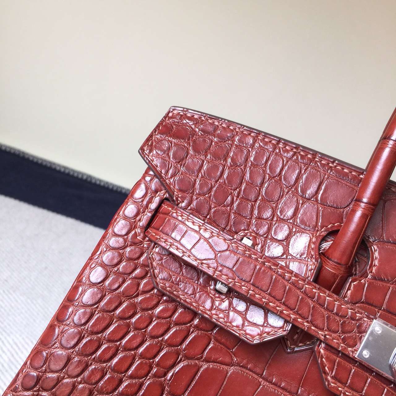 Discount Hermes American Crocodile matt Birkin 30cm Bag Light Coffee