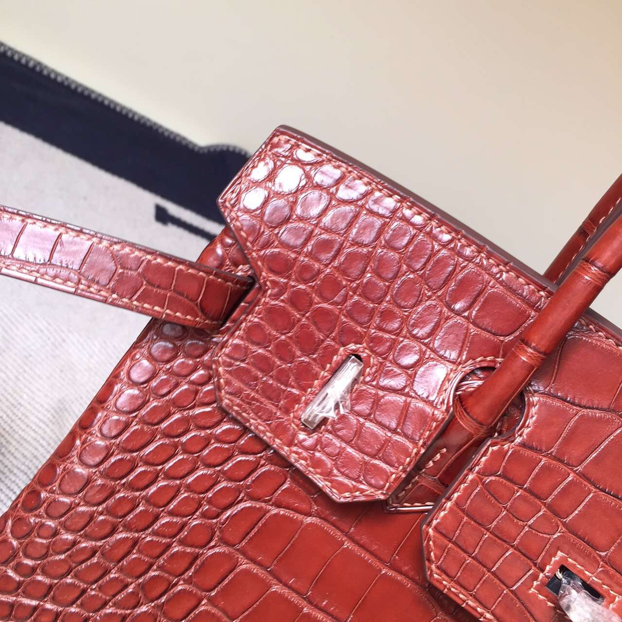 Discount Hermes American Crocodile matt Birkin 30cm Bag Light Coffee