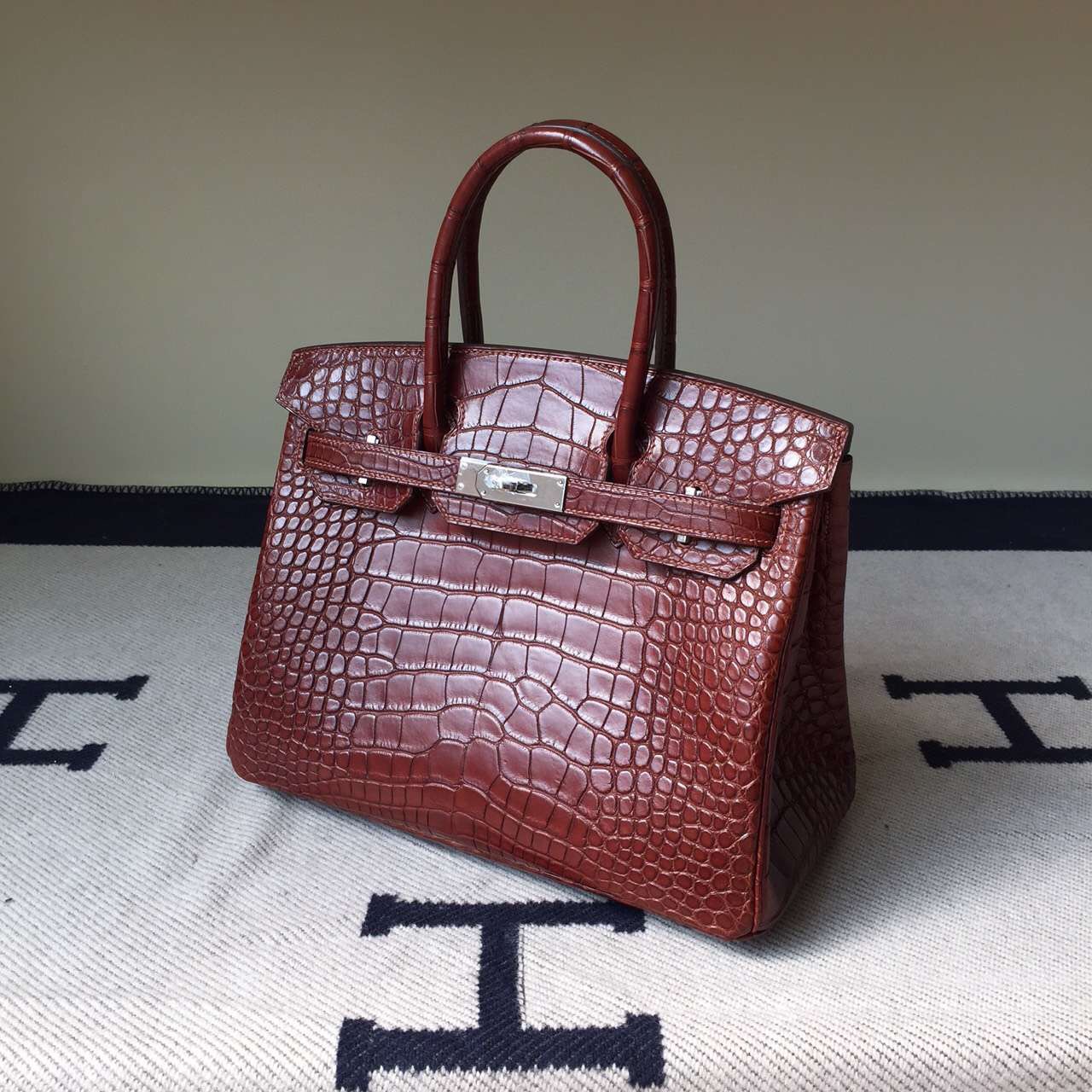 Discount Hermes American Crocodile matt Birkin 30cm Bag Light Coffee