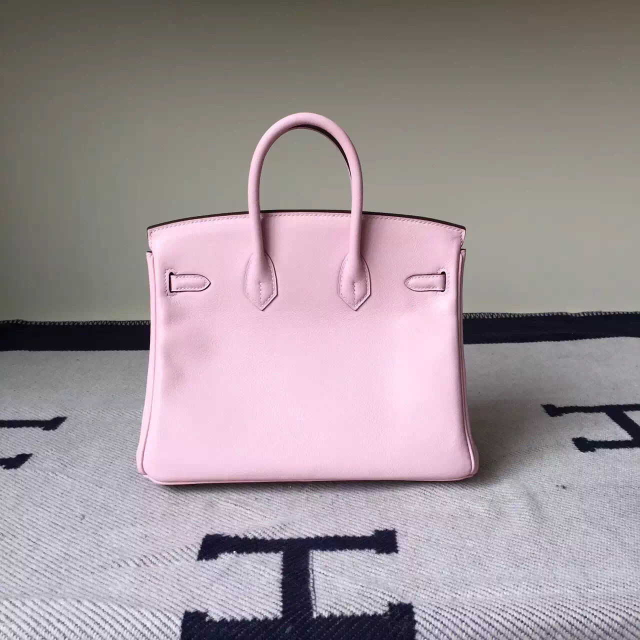 Hand Stitching Hermes 3P Rose Sakura Swift Calf Leather Birkin Bag 30cm