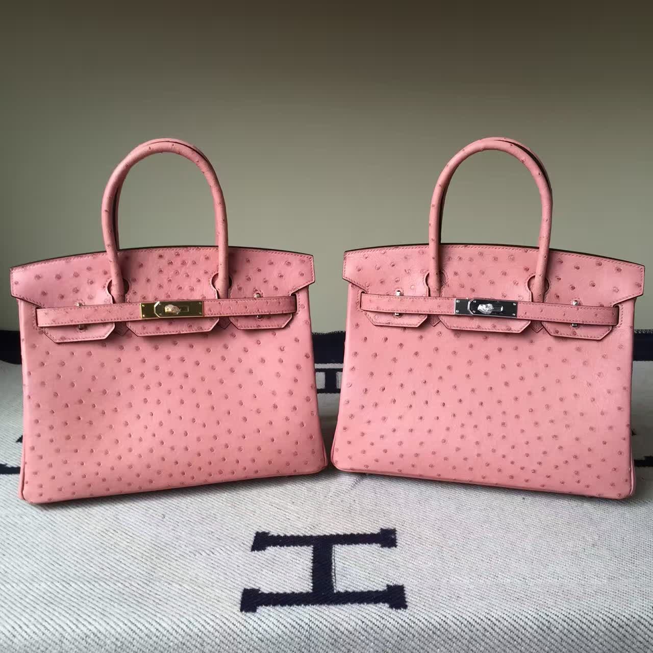 Hot Sale Hermes CC94 Terre Cuite Ostrich Leather Birkin Bag 30cm