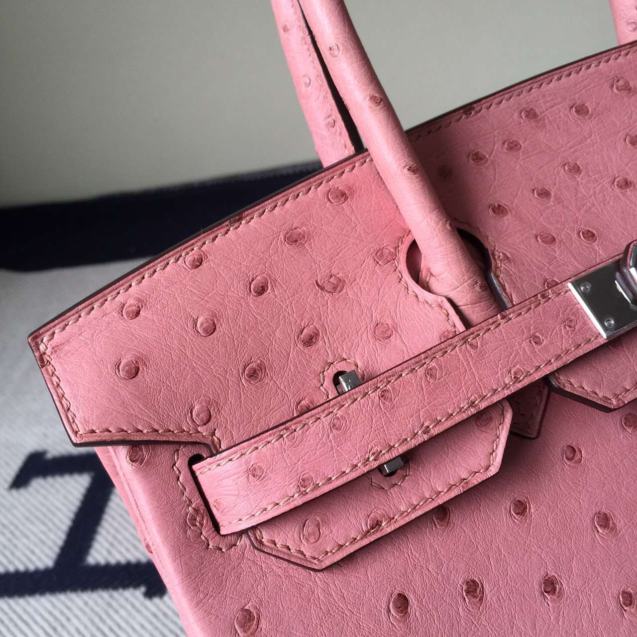 Hot Sale Hermes CC94 Terre Cuite Ostrich Leather Birkin Bag 30cm