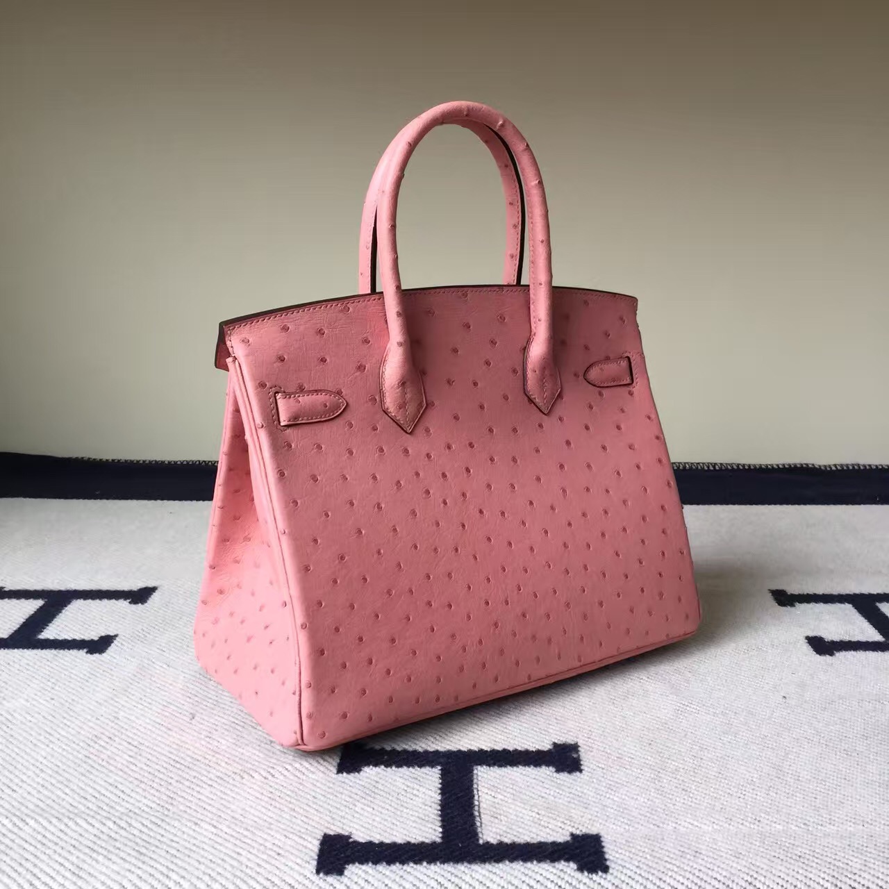 Hot Sale Hermes CC94 Terre Cuite Ostrich Leather Birkin Bag 30cm