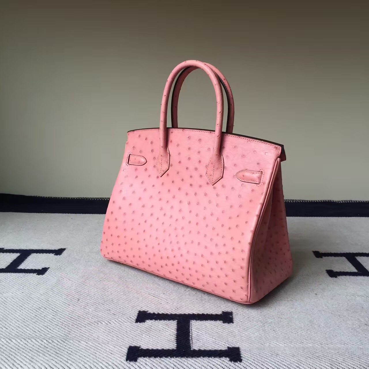 Hot Sale Hermes CC94 Terre Cuite Ostrich Leather Birkin Bag 30cm