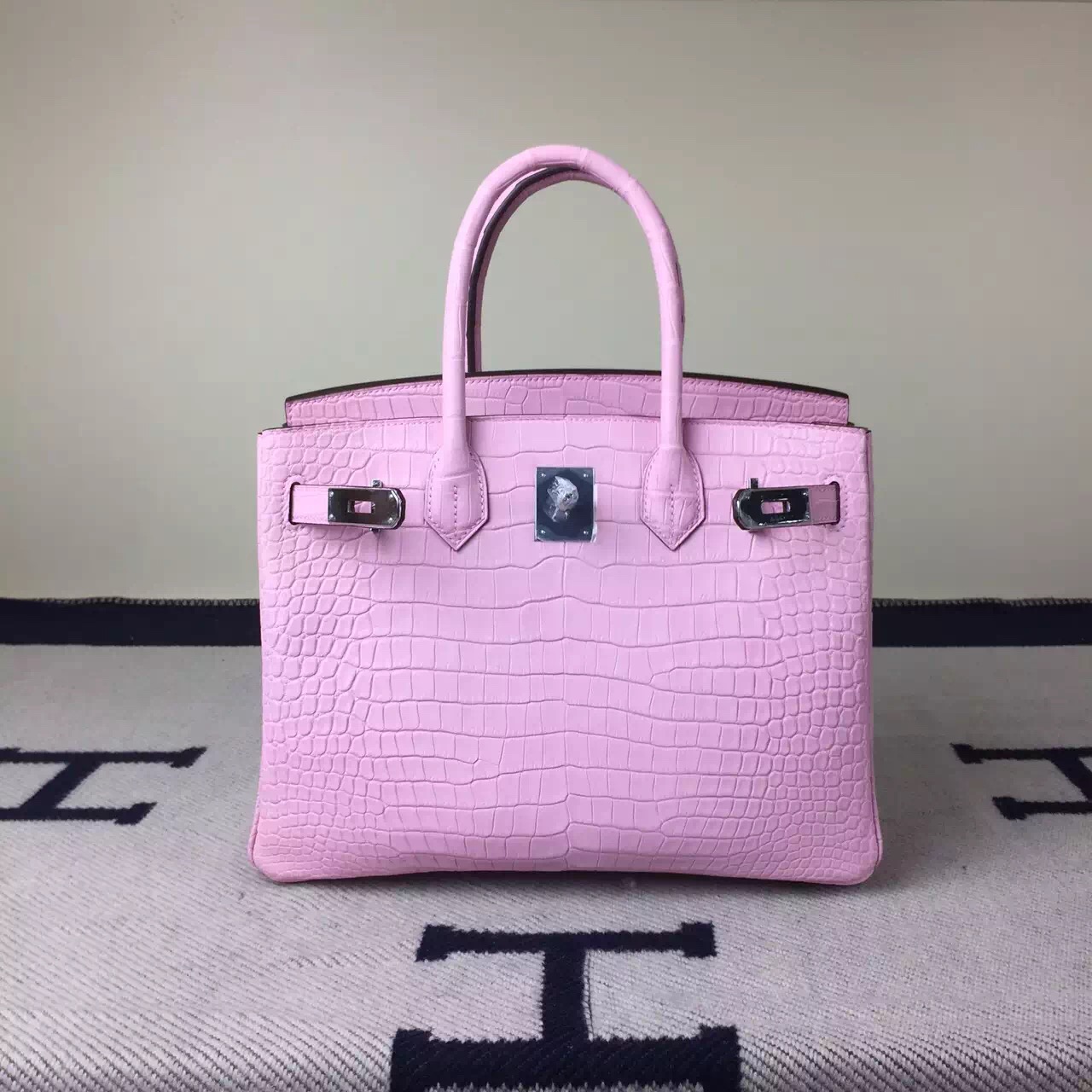 Sale Hermes Crocodile Matt Leather Birkin Bag30cm in 5P Rose Sakura