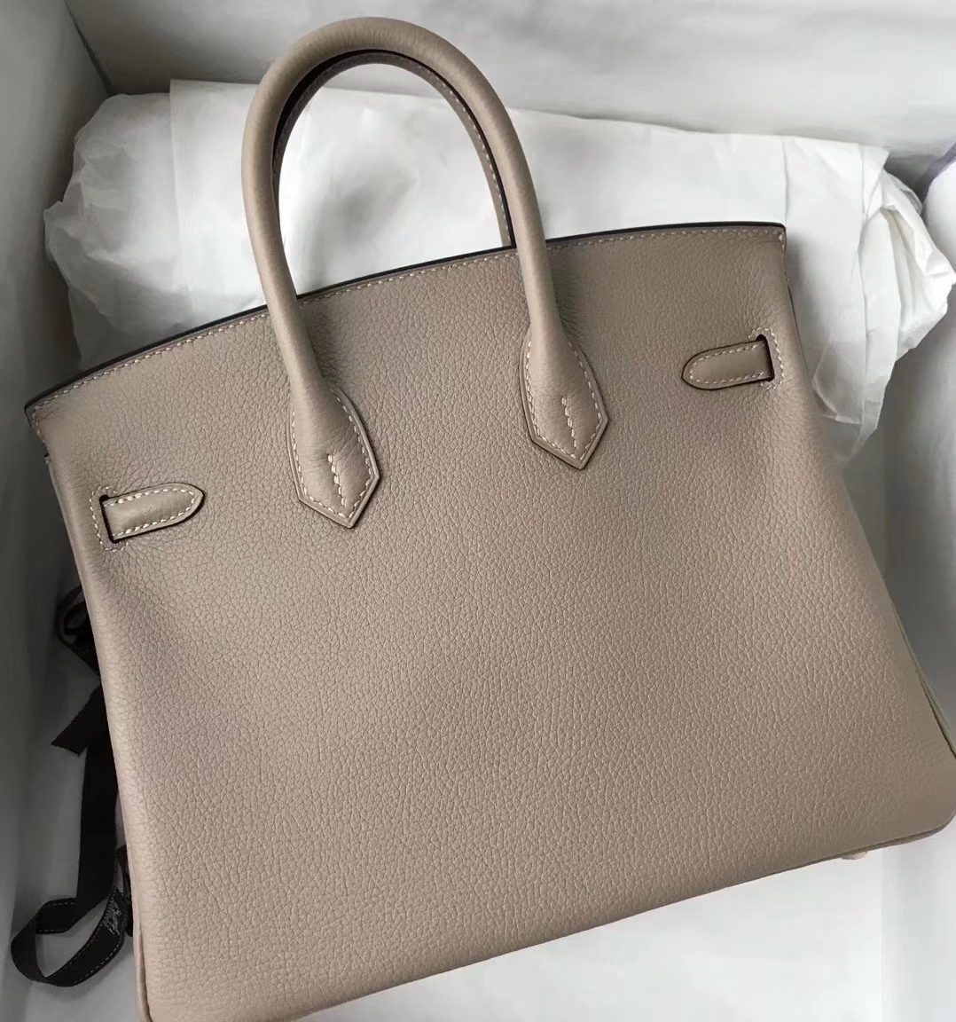 Sale Hermes Togo Calf Birkin25CM Bag in CK81 Gris Tourterelle Rose Gold Hardware