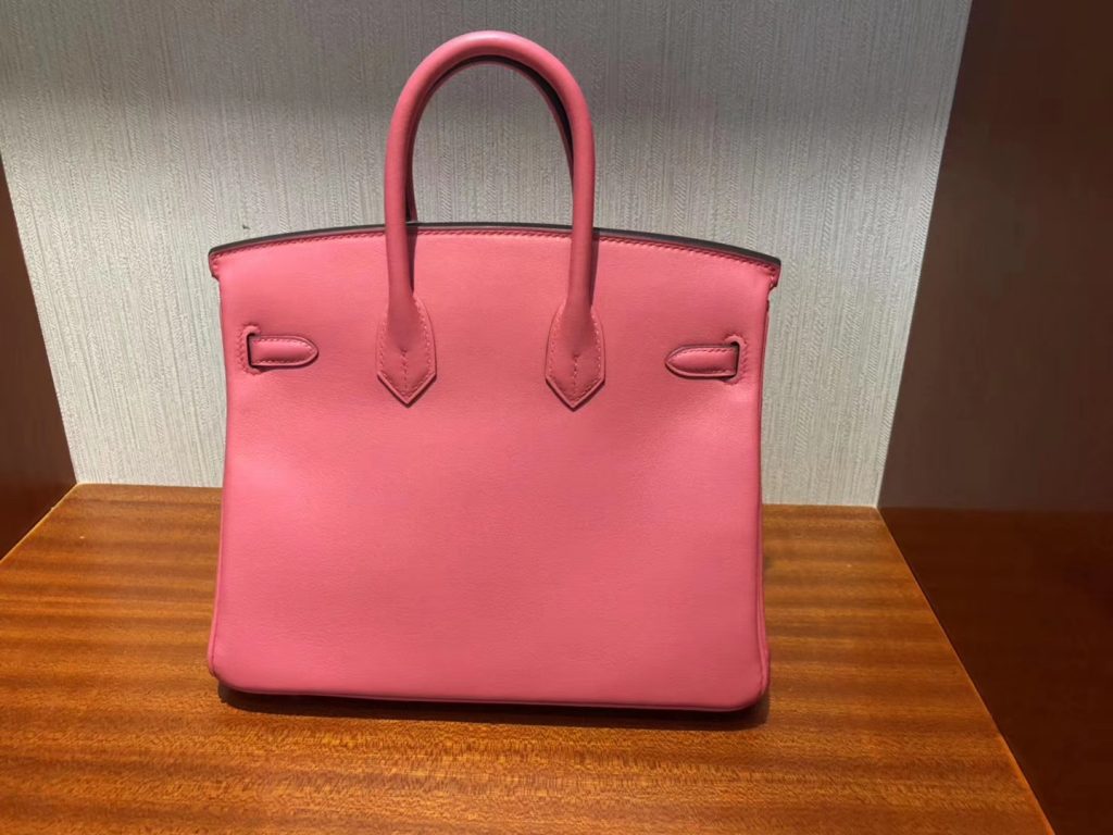 Pretty Hermes 8W Rose Azalee Swift Calf Birkin25CM Handbag Gold Hardware