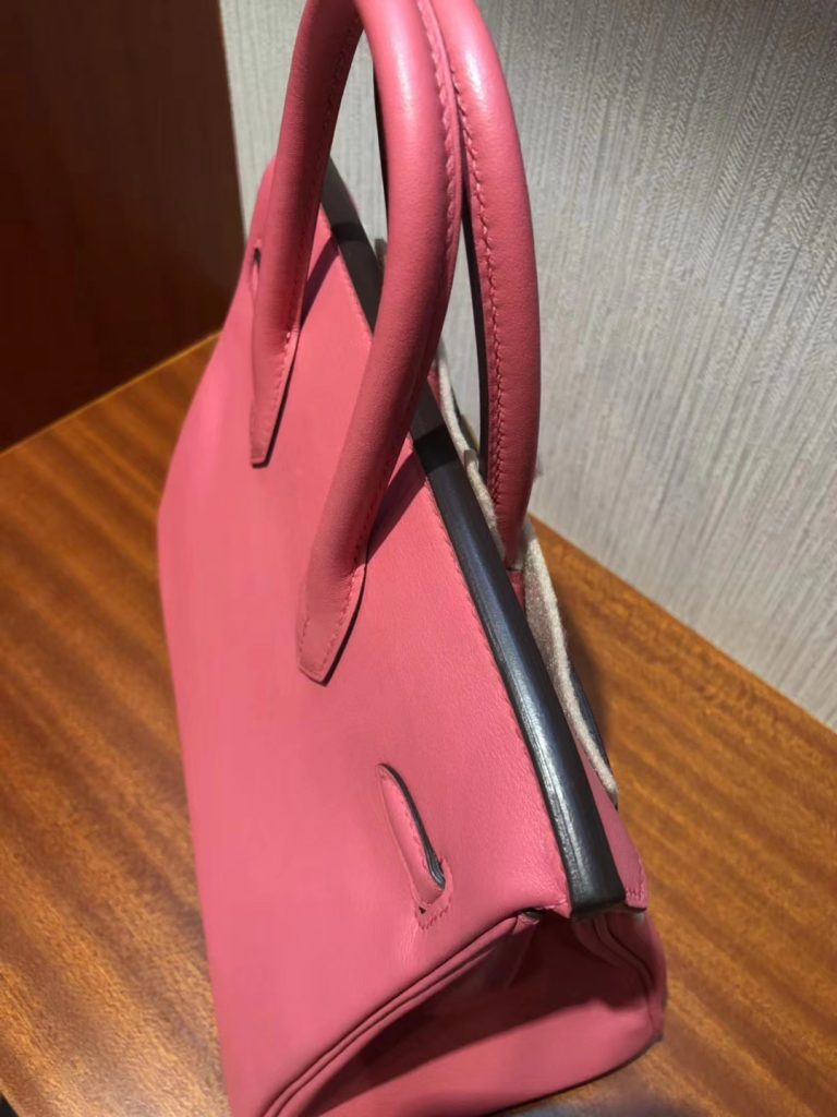 Pretty Hermes 8W Rose Azalee Swift Calf Birkin25CM Handbag Gold Hardware