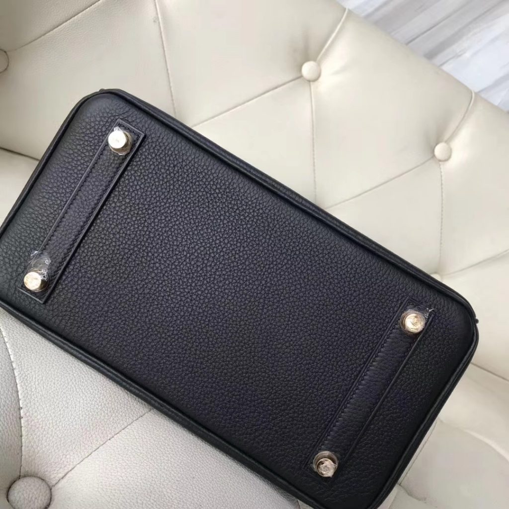 Elegant Hermes Black Crocodile Leather/Togo Leather Birkin Bag25CM Gold   Hardware