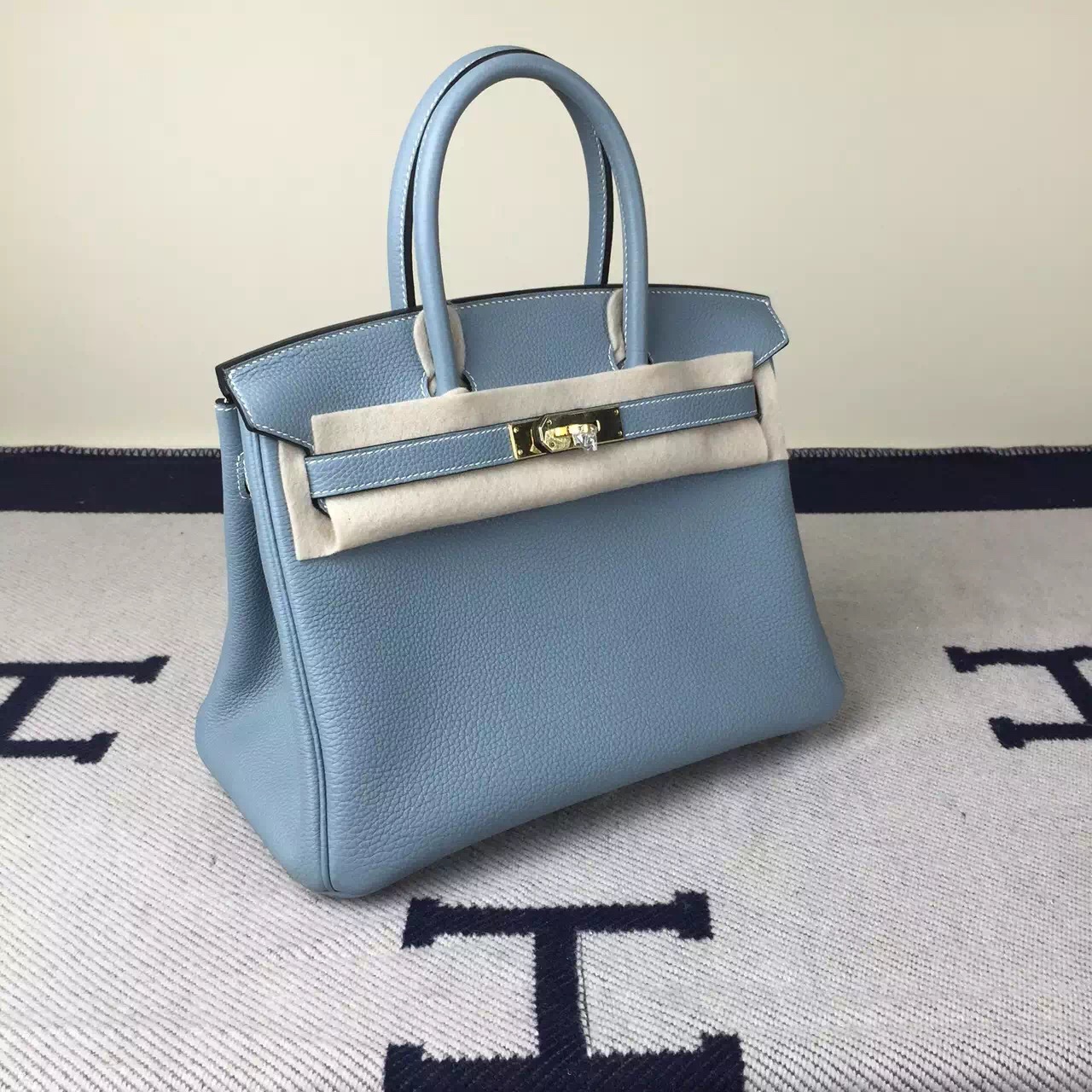 Discount Hermes J7 Blue Lin Togo Calfskin Leather Birkin30cm Bag