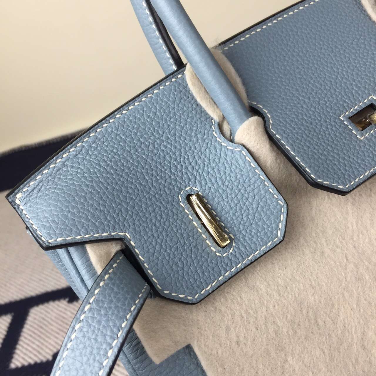Discount Hermes J7 Blue Lin Togo Calfskin Leather Birkin30cm Bag