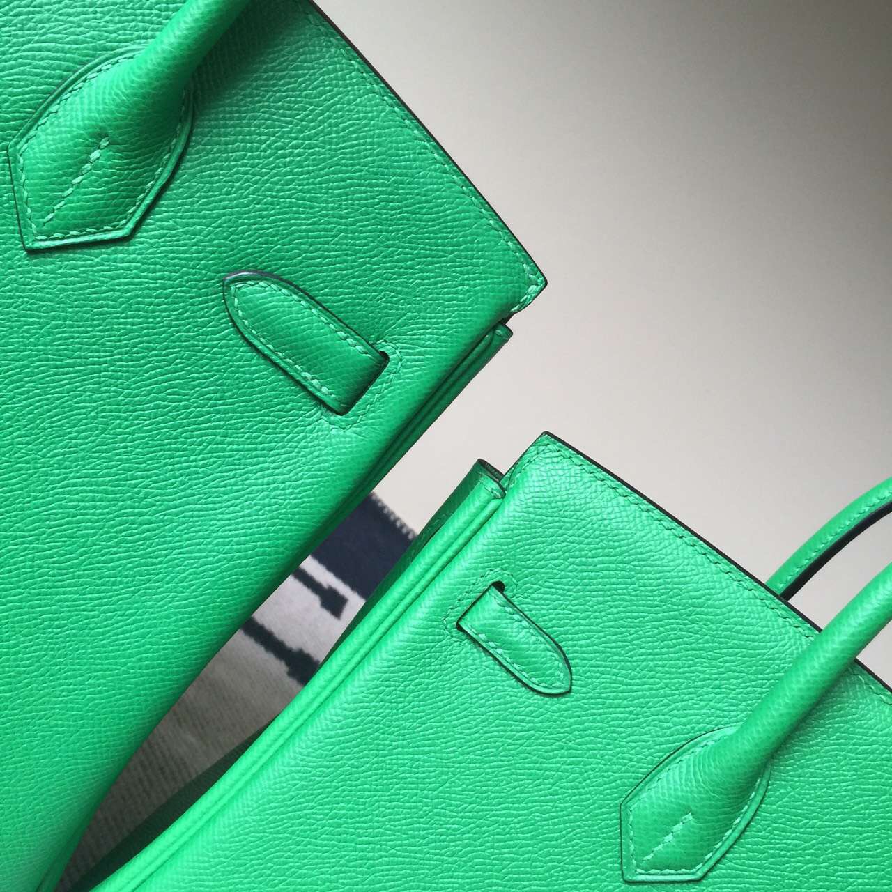 Discount Hermes 1K Bamboo Green Epsom Calfskin Leather Birkin Bag 25/30cm